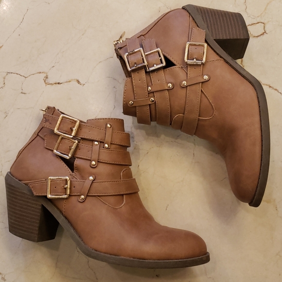 side buckle ankle boots